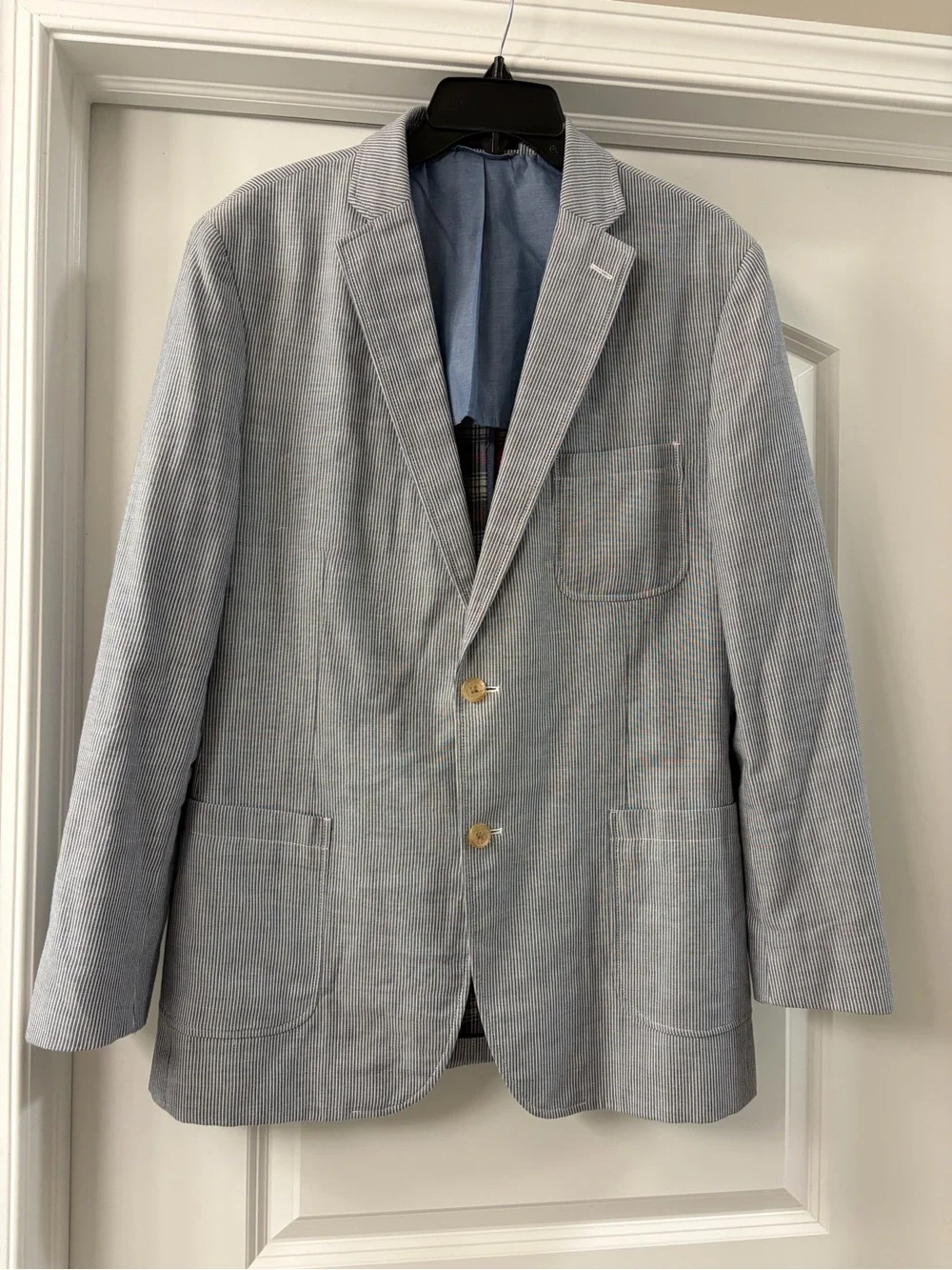 Ralph lauren 100% cotton blue blazer sport coat 42L pinstripe